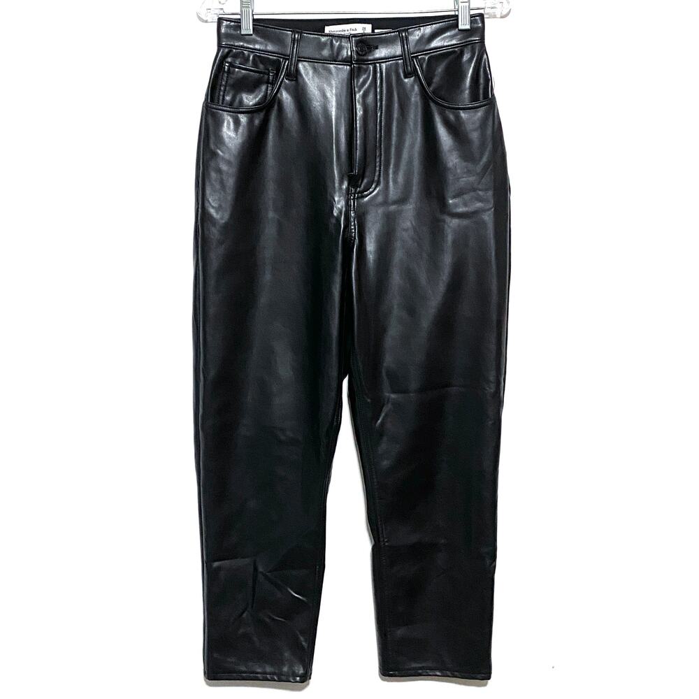 Abercrombie The Ankle Straight Ultra High Rise Pants 28/6 Vegan Leather Pleather